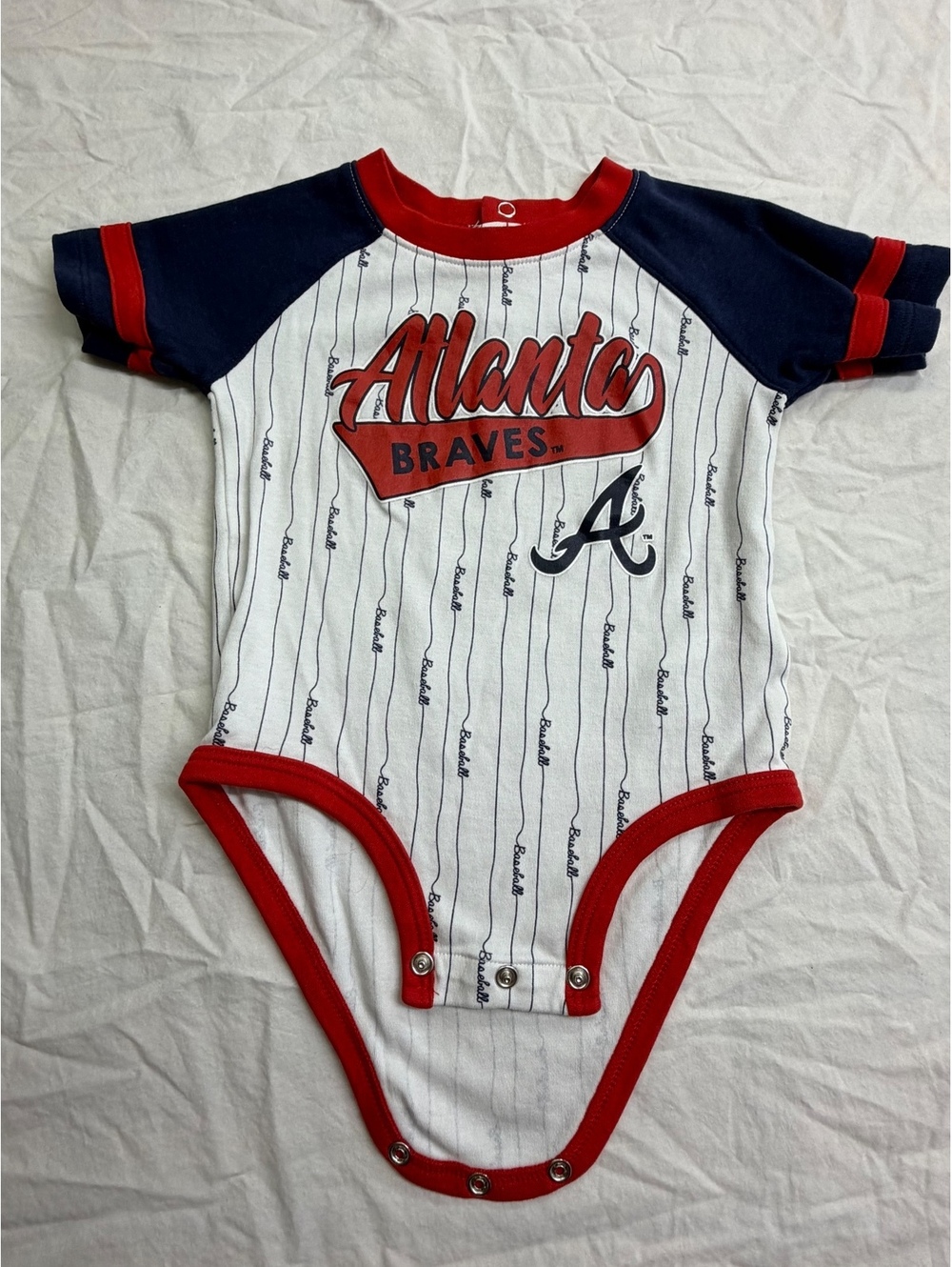 Atlanta Braves MLB Baby Baseball Bodysuit 18M Pinstripe Genuine Merchandise